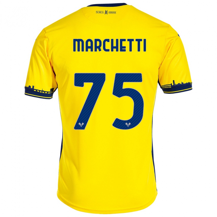 Męski Nicolò Marchetti #75 Żółty Wyjazdowa Koszulka 2023/24 Koszulki Klubowe