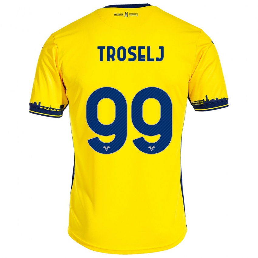 Męski Ethan Troselj #99 Żółty Wyjazdowa Koszulka 2023/24 Koszulki Klubowe