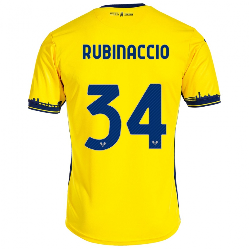 Męski Nikol Rubinaccio #34 Żółty Wyjazdowa Koszulka 2023/24 Koszulki Klubowe