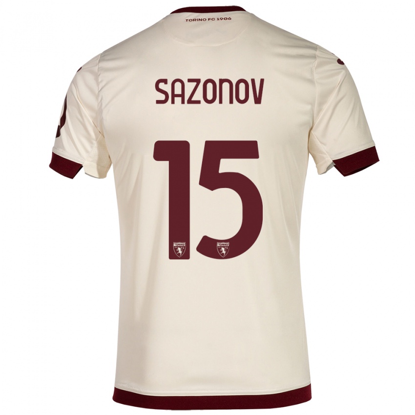 Męski Saba Sazonov #15 Szampan Wyjazdowa Koszulka 2023/24 Koszulki Klubowe