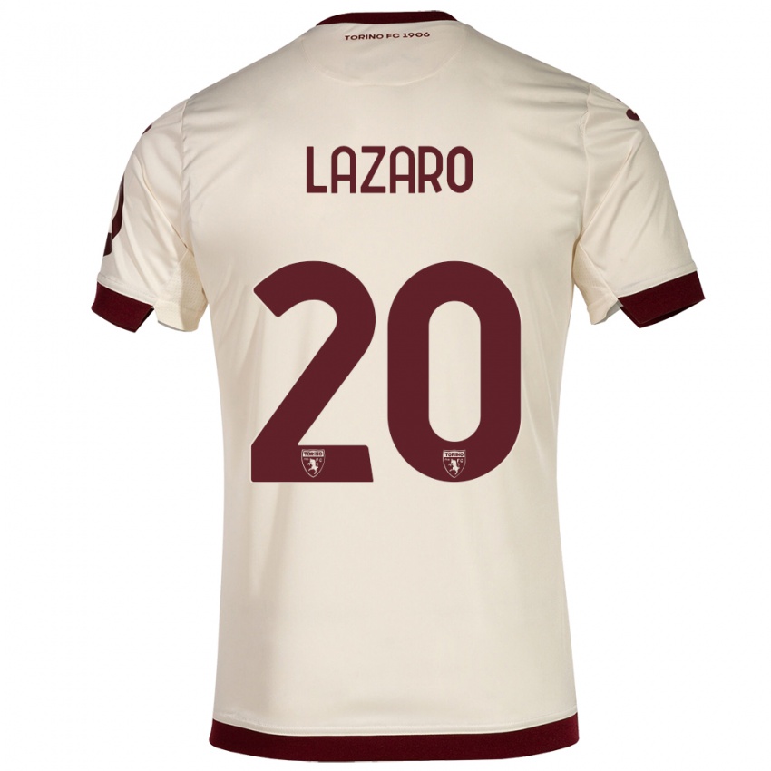 Męski Valentino Lazaro #20 Szampan Wyjazdowa Koszulka 2023/24 Koszulki Klubowe