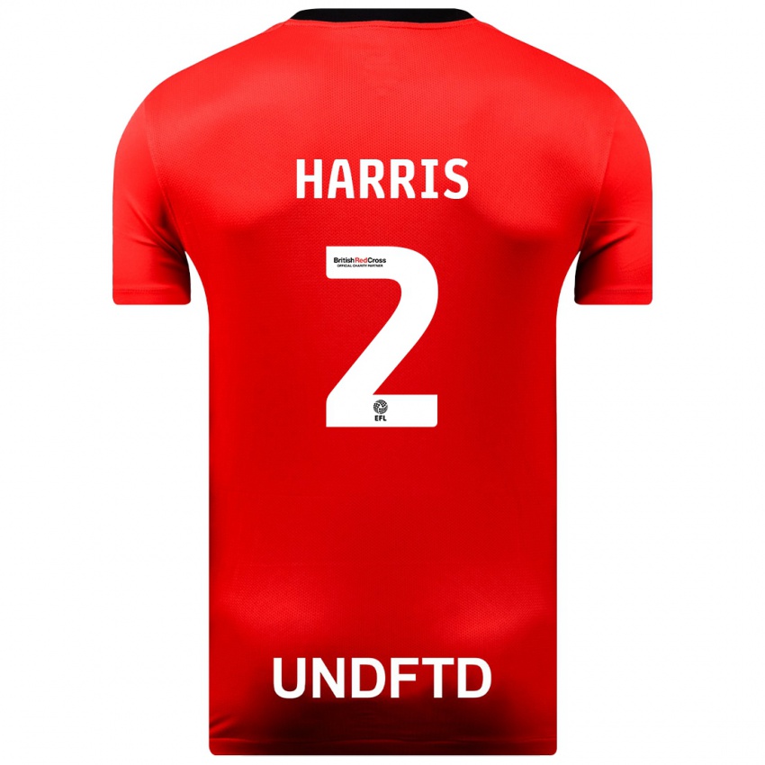 Męski Martha Harris #2 Czerwony Wyjazdowa Koszulka 2023/24 Koszulki Klubowe