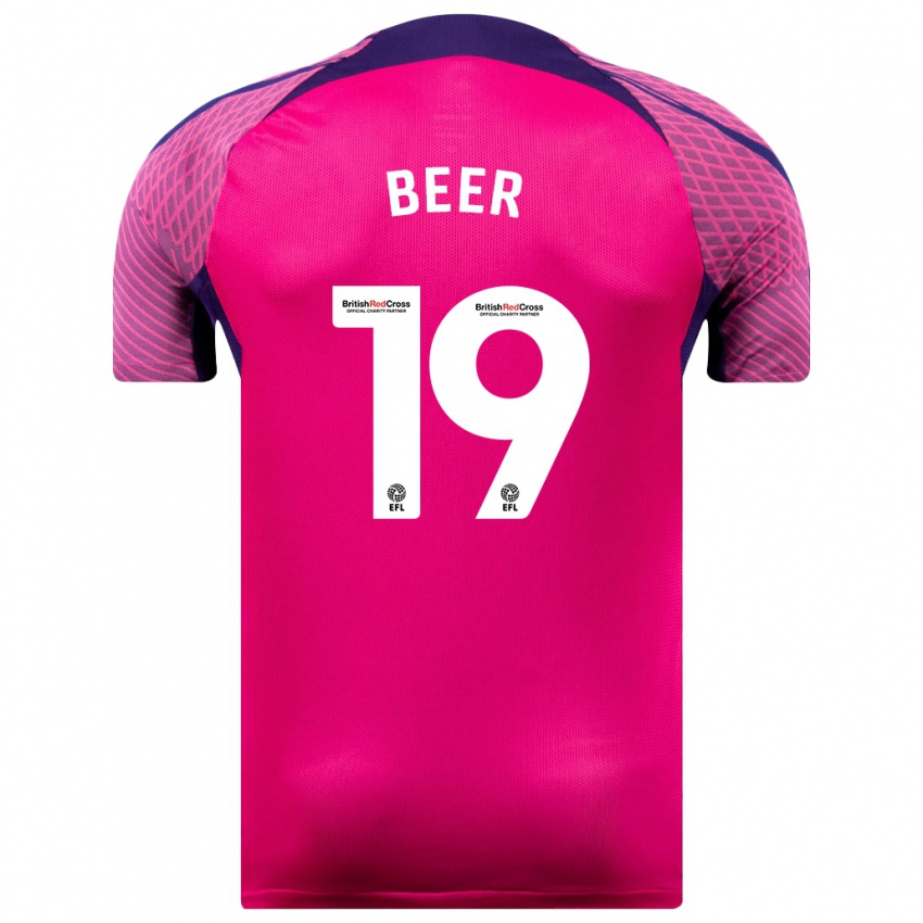 Męski Megan Beer #19 Purpurowy Wyjazdowa Koszulka 2023/24 Koszulki Klubowe