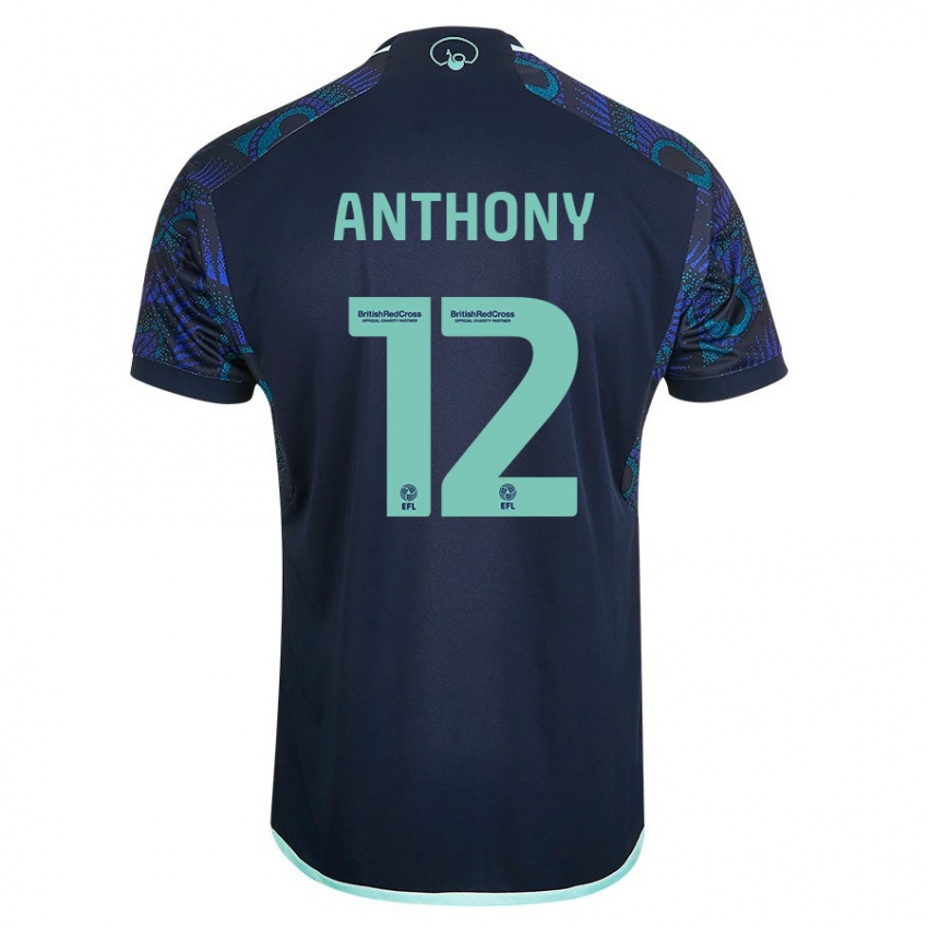 Męski Jaidon Anthony #12 Niebieski Wyjazdowa Koszulka 2023/24 Koszulki Klubowe