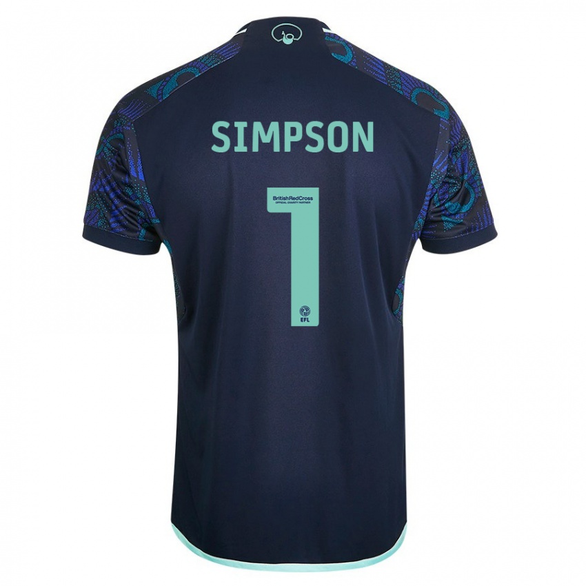 Męski Carrie Simpson #1 Niebieski Wyjazdowa Koszulka 2023/24 Koszulki Klubowe