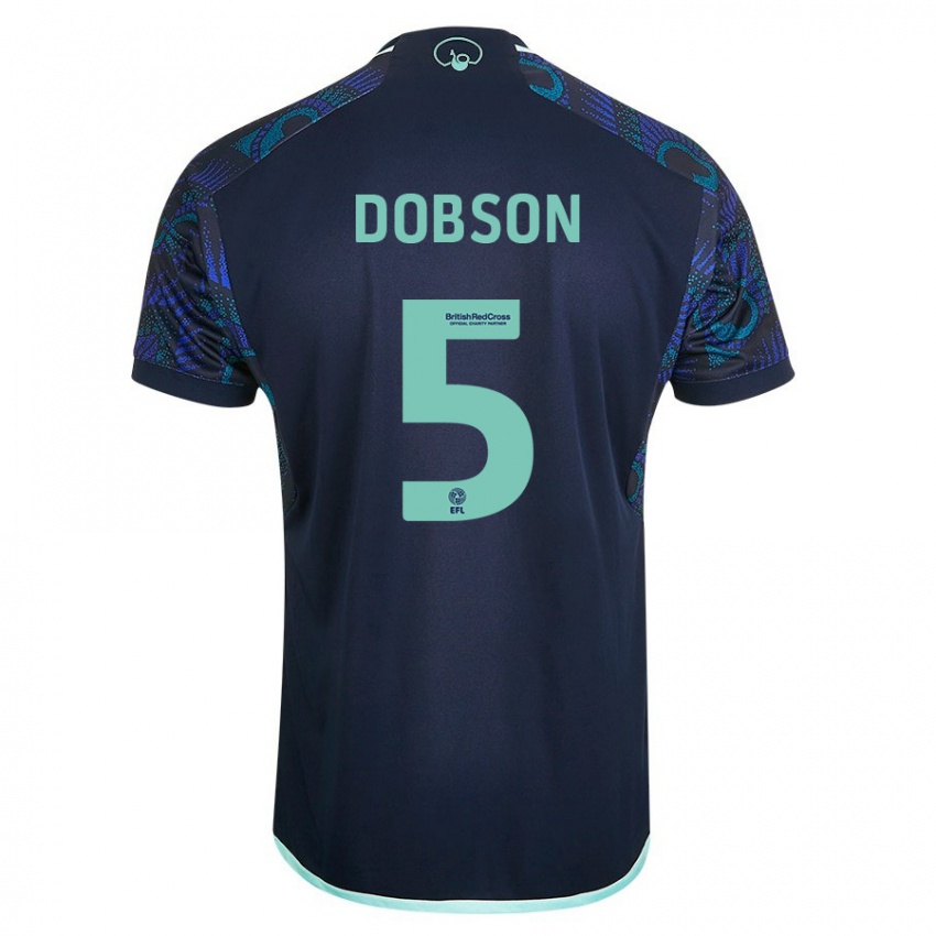 Męski Ellie Dobson #5 Niebieski Wyjazdowa Koszulka 2023/24 Koszulki Klubowe