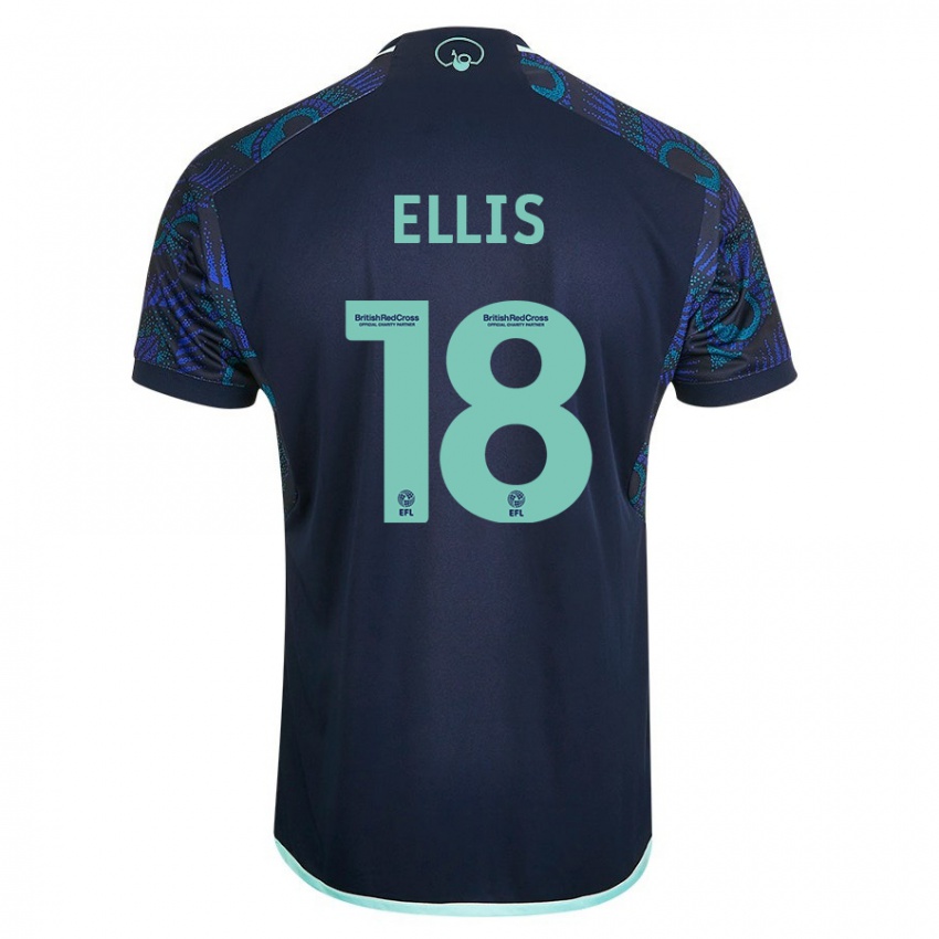 Męski Macy Ellis #18 Niebieski Wyjazdowa Koszulka 2023/24 Koszulki Klubowe