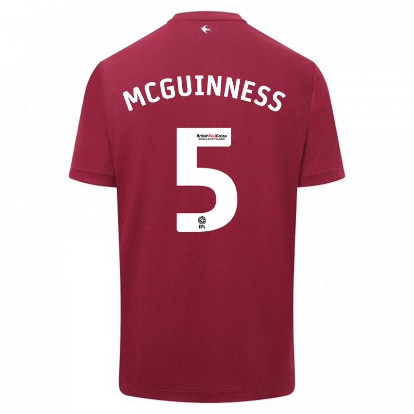 Męski Mark Mcguinness #5 Czerwony Wyjazdowa Koszulka 2023/24 Koszulki Klubowe