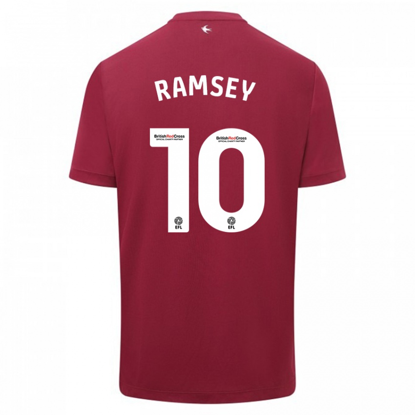 Męski Aaron Ramsey #10 Czerwony Wyjazdowa Koszulka 2023/24 Koszulki Klubowe