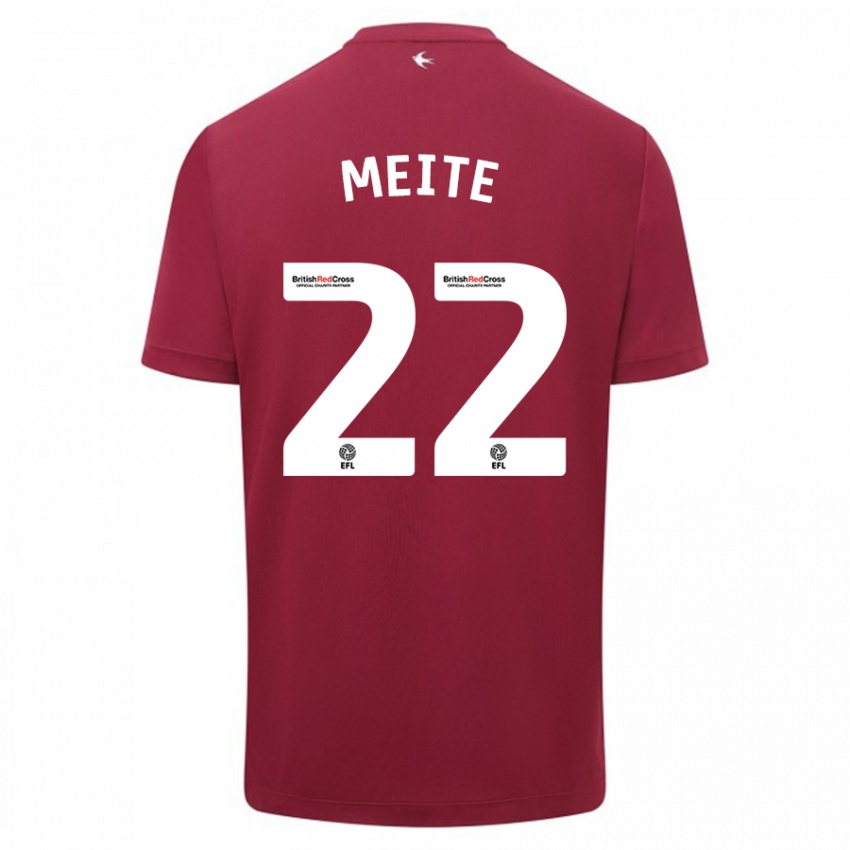 Męski Yakou Méïté #22 Czerwony Wyjazdowa Koszulka 2023/24 Koszulki Klubowe