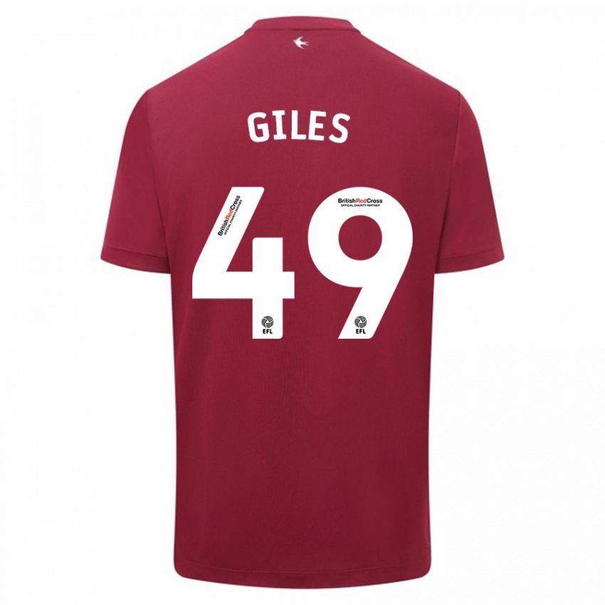 Męski Luey Giles #49 Czerwony Wyjazdowa Koszulka 2023/24 Koszulki Klubowe