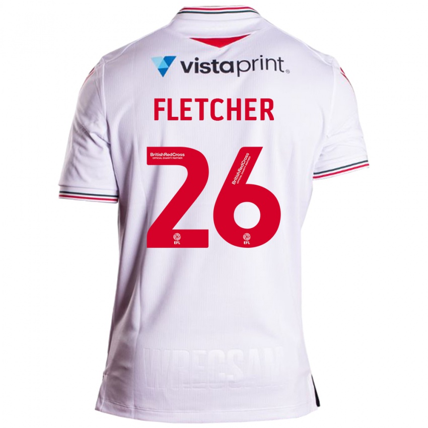 Męski Steven Fletcher #26 Biały Wyjazdowa Koszulka 2023/24 Koszulki Klubowe
