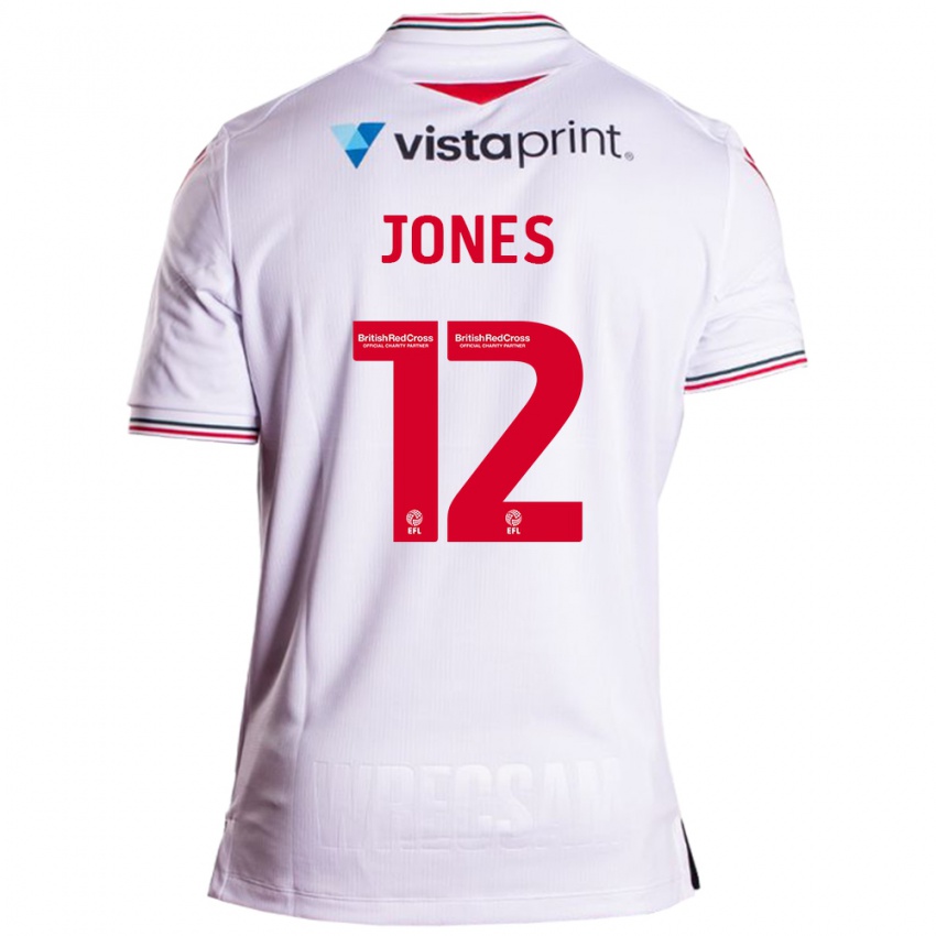 Męski Carra Jones #12 Biały Wyjazdowa Koszulka 2023/24 Koszulki Klubowe