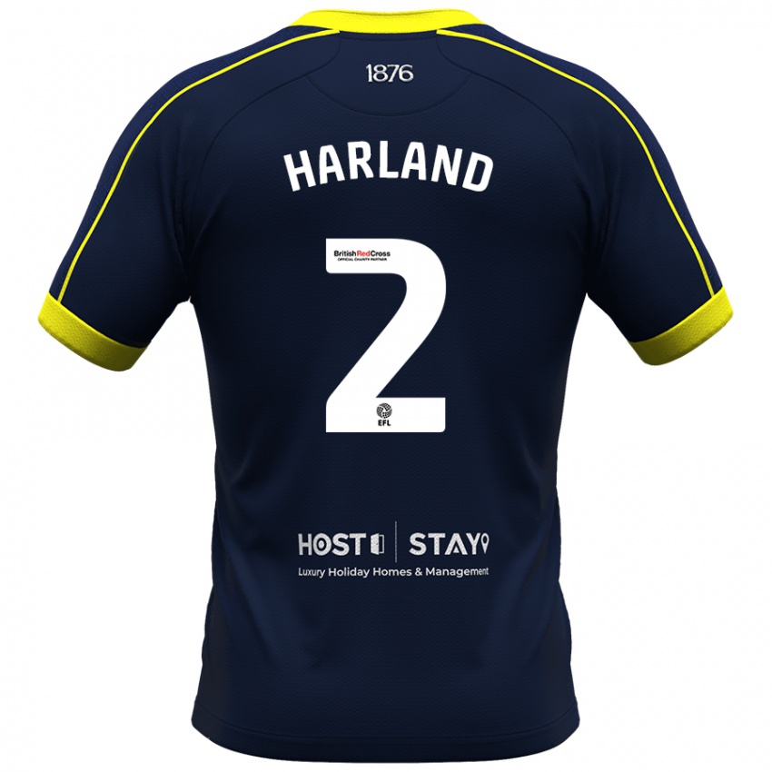 Męski Jane Harland #2 Marynarka Wojenna Wyjazdowa Koszulka 2023/24 Koszulki Klubowe