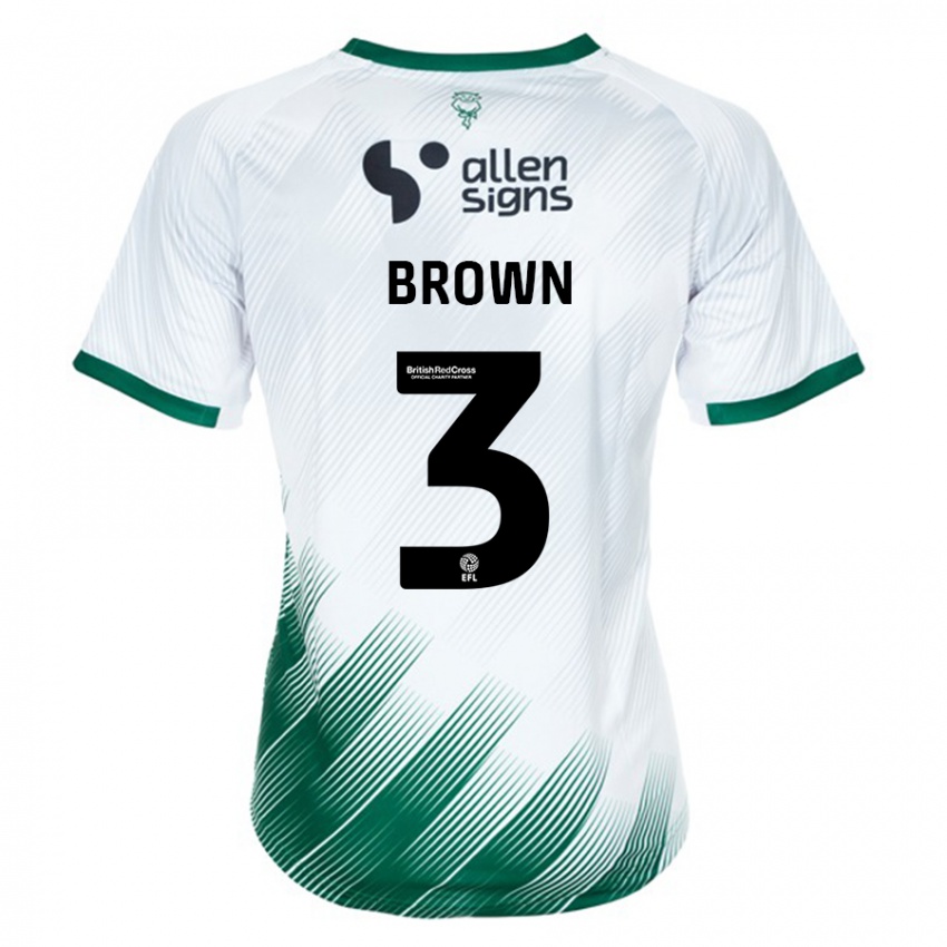 Męski Jaden Brown #3 Biały Wyjazdowa Koszulka 2023/24 Koszulki Klubowe