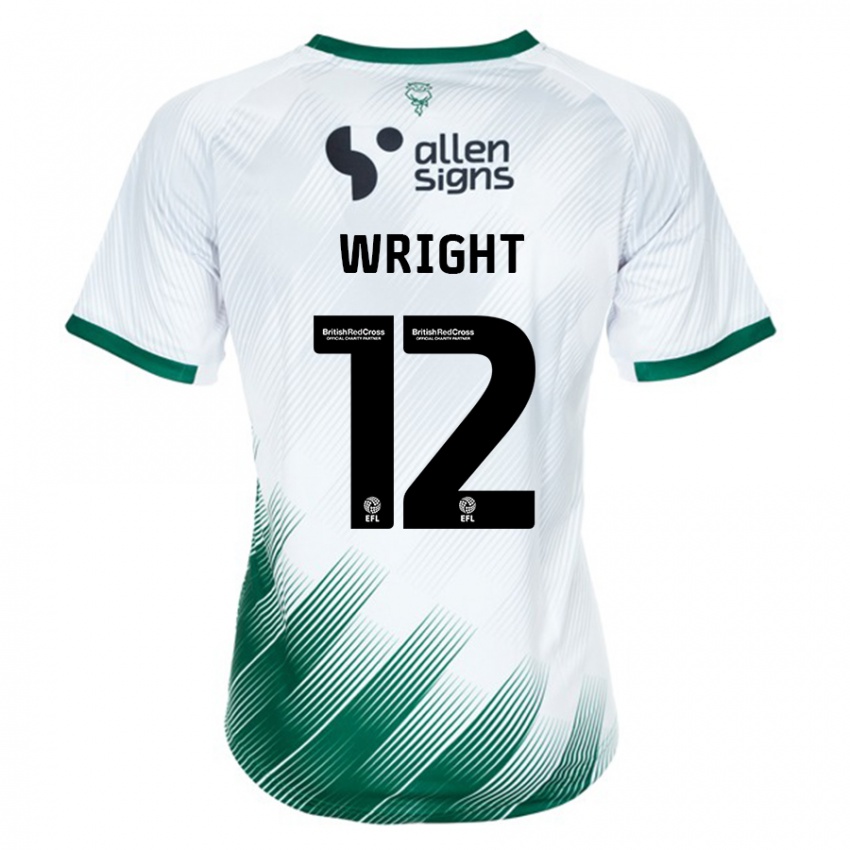 Męski Jordan Wright #12 Biały Wyjazdowa Koszulka 2023/24 Koszulki Klubowe