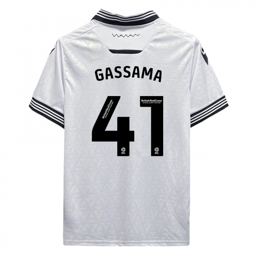 Męski Djeidi Gassama #41 Biały Wyjazdowa Koszulka 2023/24 Koszulki Klubowe