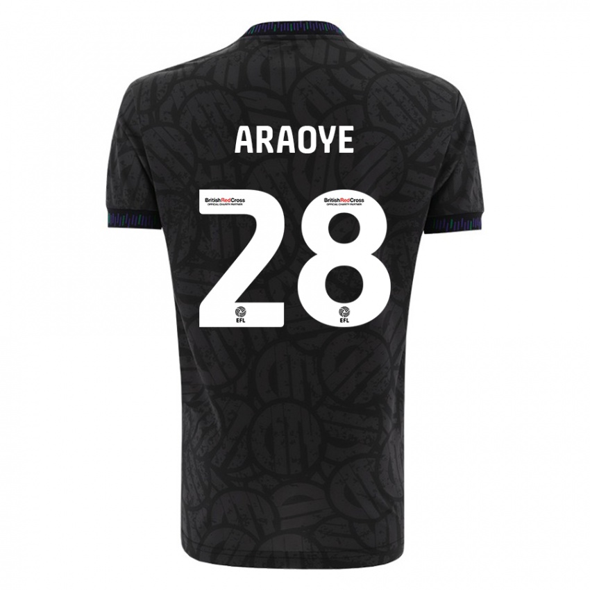 Męski Raphael Araoye #28 Czarny Wyjazdowa Koszulka 2023/24 Koszulki Klubowe