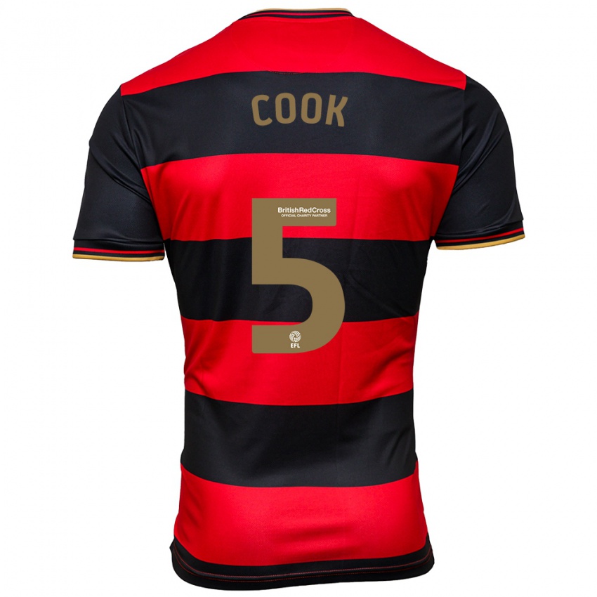 Męski Steve Cook #5 Czarny Czerwony Wyjazdowa Koszulka 2023/24 Koszulki Klubowe