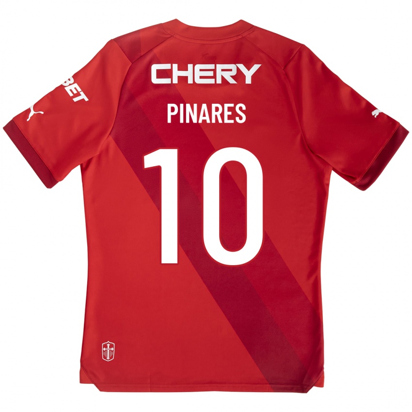 Męski Cesar Pinares #10 Czerwony Wyjazdowa Koszulka 2023/24 Koszulki Klubowe