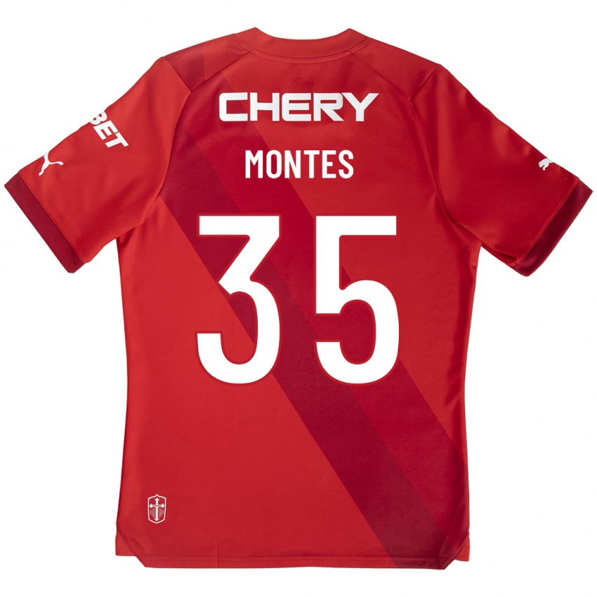 Męski Clemente Montes #35 Czerwony Wyjazdowa Koszulka 2023/24 Koszulki Klubowe