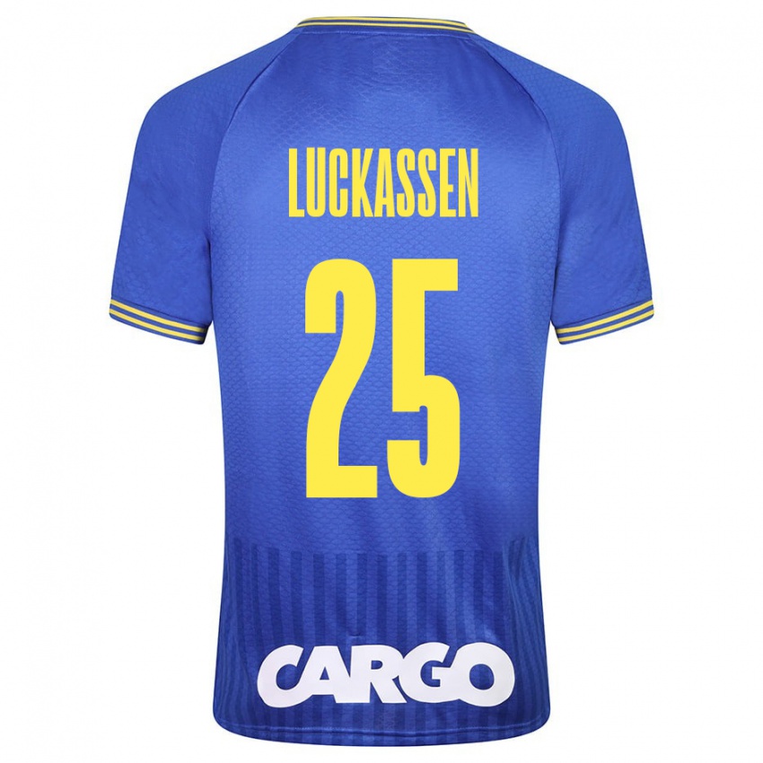 Męski Derrick Luckassen #25 Niebieski Wyjazdowa Koszulka 2023/24 Koszulki Klubowe