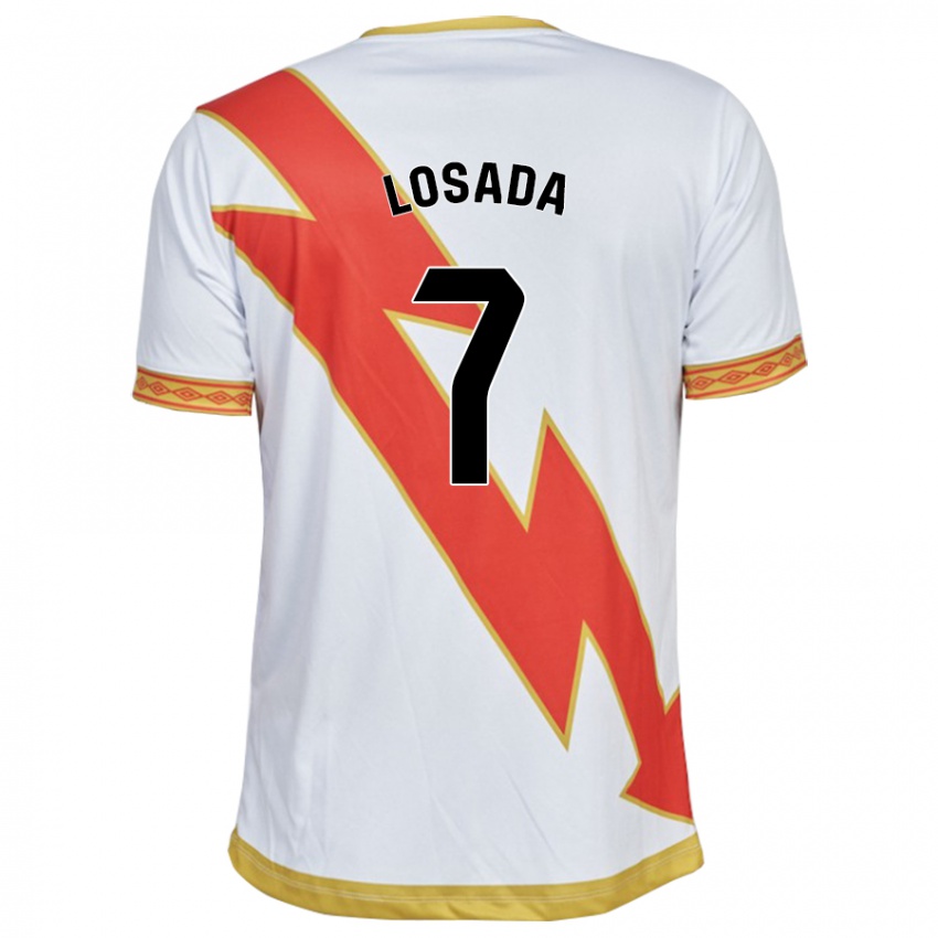 Kobiety Juan Losada #7 Biały Domowa Koszulka 2023/24 Koszulki Klubowe