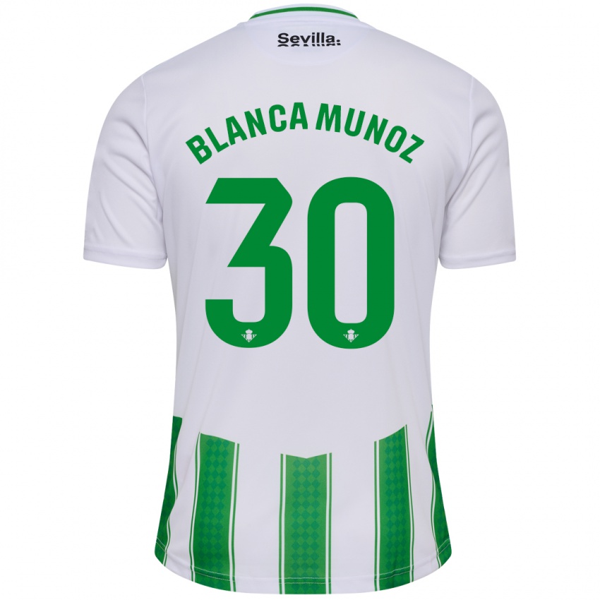 Kobiety Blanca Muñoz #30 Biały Domowa Koszulka 2023/24 Koszulki Klubowe