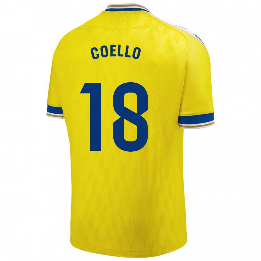 Kobiety María Del Carmen Coello Vidal #18 Żółty Domowa Koszulka 2023/24 Koszulki Klubowe