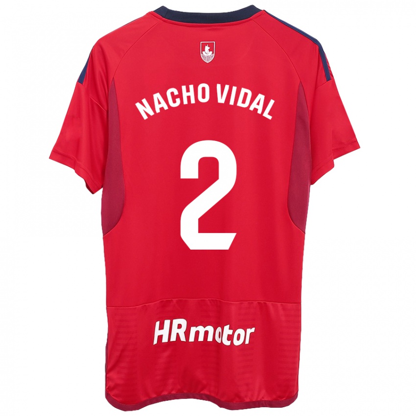 Kobiety Nacho Vidal #2 Czerwony Domowa Koszulka 2023/24 Koszulki Klubowe