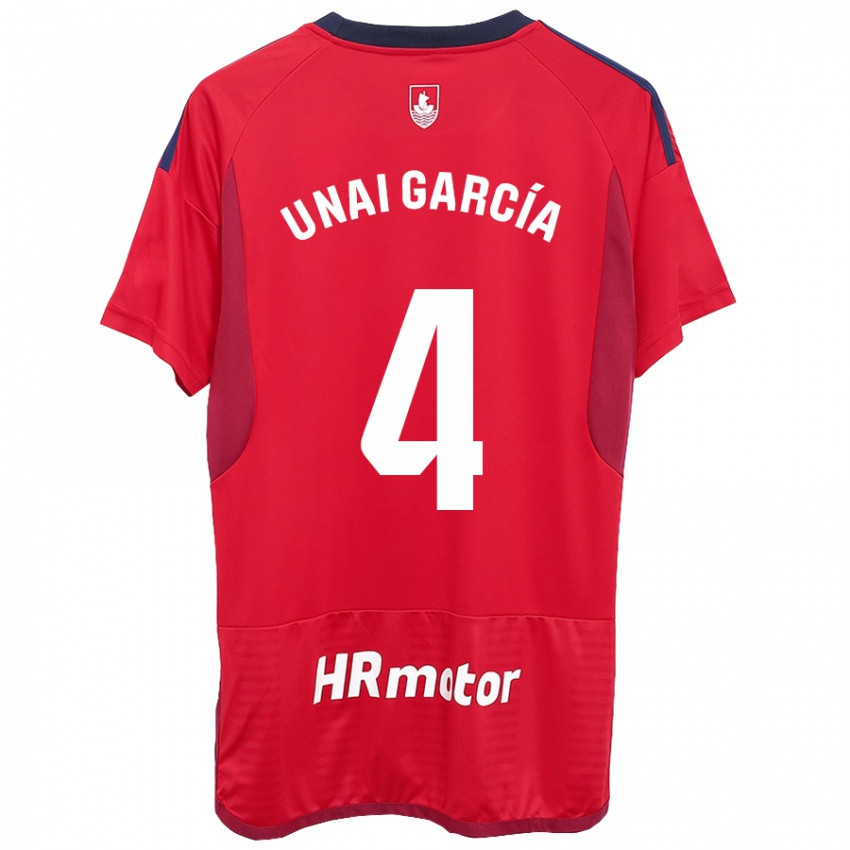 Kobiety Unai García #4 Czerwony Domowa Koszulka 2023/24 Koszulki Klubowe