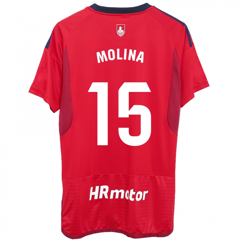 Kobiety Guillem Molina #15 Czerwony Domowa Koszulka 2023/24 Koszulki Klubowe