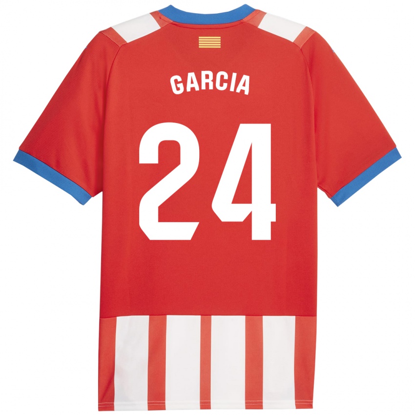 Kobiety Borja García #24 Czerwony Biały Domowa Koszulka 2023/24 Koszulki Klubowe