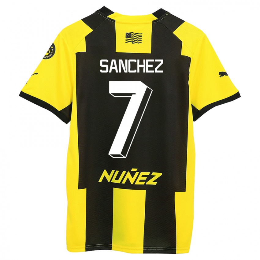 Kobiety Carlos Sánchez #7 Żółty Czarny Domowa Koszulka 2023/24 Koszulki Klubowe
