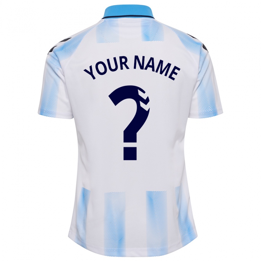 Kobiety Twoje Imię #0 Biało Niebieski Domowa Koszulka 2023/24 Koszulki Klubowe