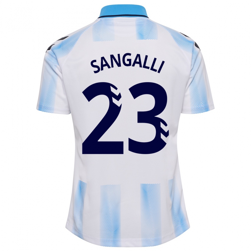 Kobiety Luca Sangalli #23 Biało Niebieski Domowa Koszulka 2023/24 Koszulki Klubowe