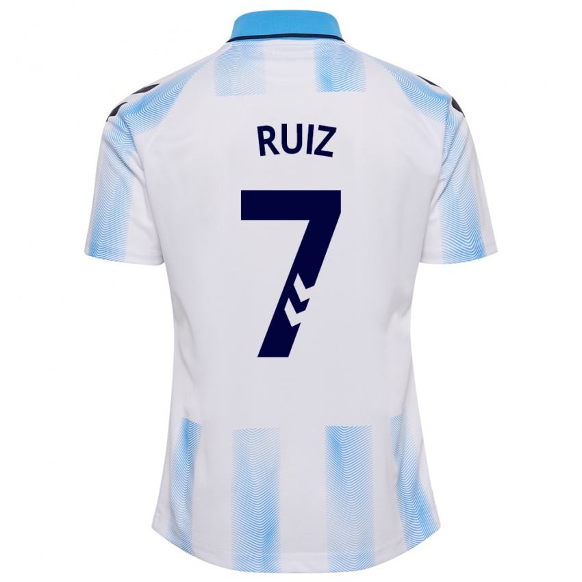 Kobiety María Ruiz #7 Biało Niebieski Domowa Koszulka 2023/24 Koszulki Klubowe