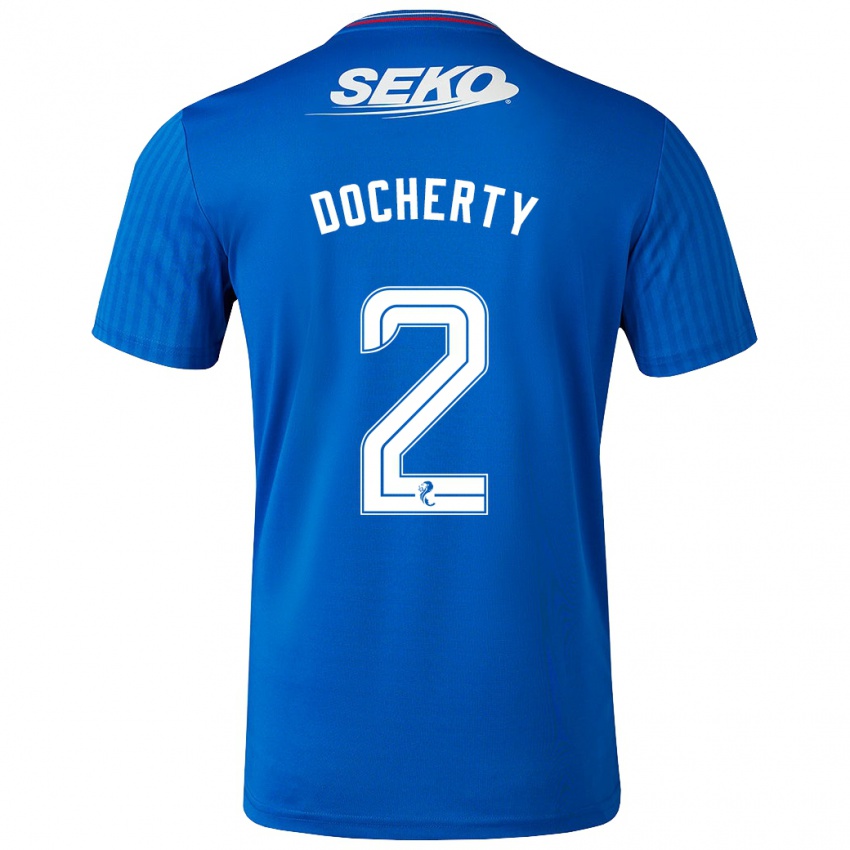 Kobiety Nicola Docherty #2 Niebieski Domowa Koszulka 2023/24 Koszulki Klubowe