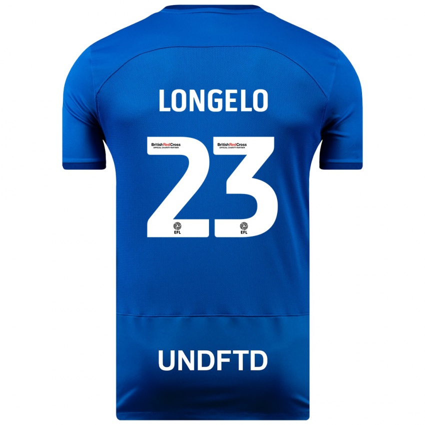 Kobiety Emmanuel Longelo #23 Niebieski Domowa Koszulka 2023/24 Koszulki Klubowe