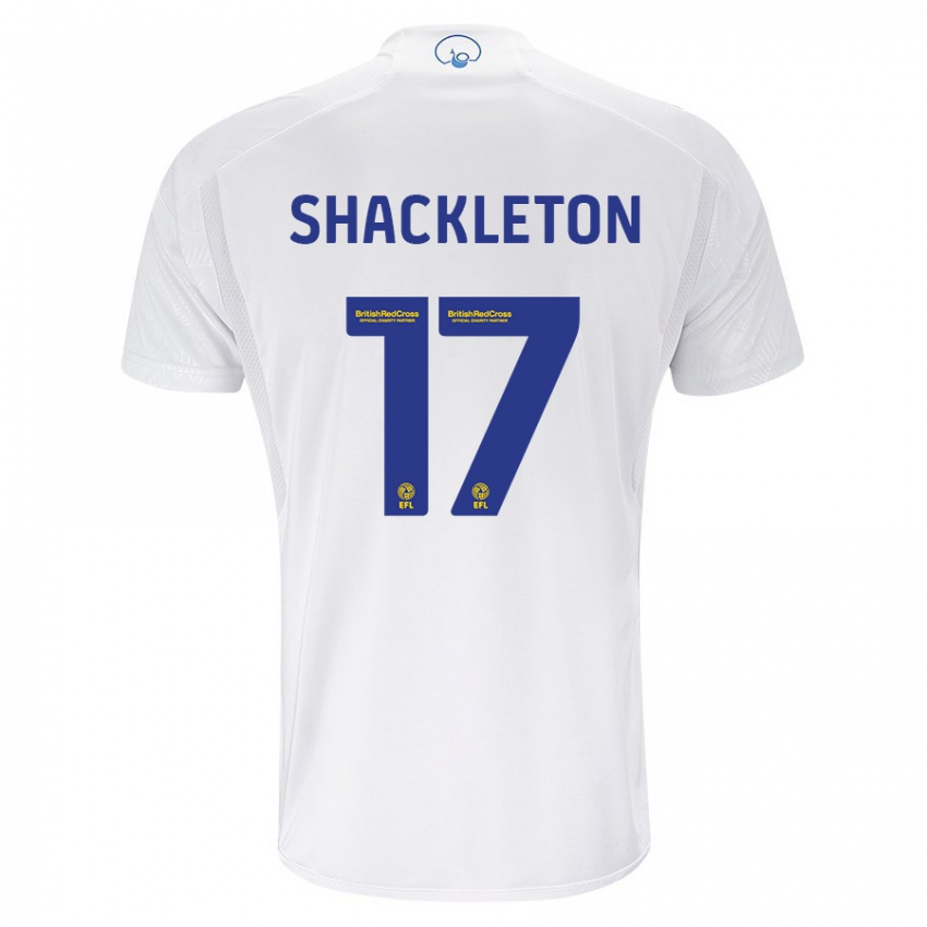 Kobiety Jamie Shackleton #17 Biały Domowa Koszulka 2023/24 Koszulki Klubowe