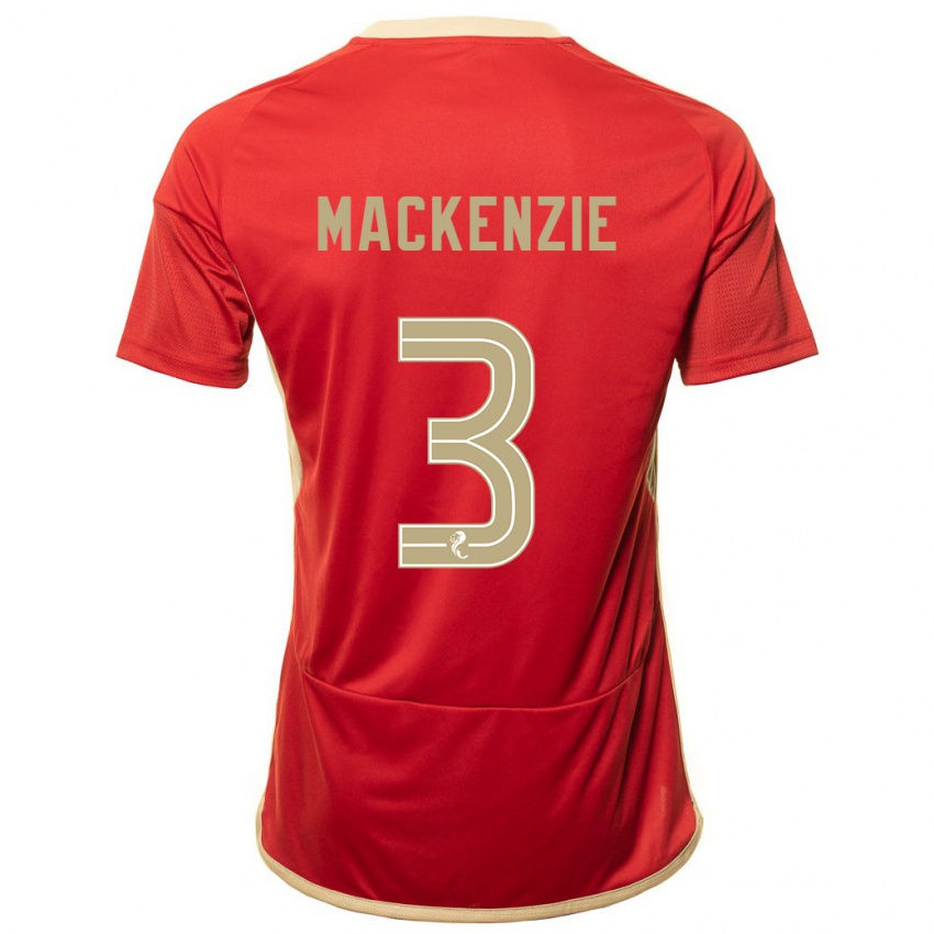 Kobiety Jack Mackenzie #3 Czerwony Domowa Koszulka 2023/24 Koszulki Klubowe