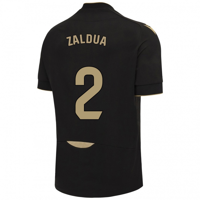 Kobiety Joseba Zaldua #2 Czarny Wyjazdowa Koszulka 2023/24 Koszulki Klubowe