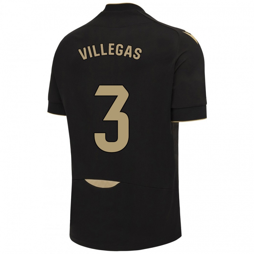 Kobiety Virginia Villegas Rico #3 Czarny Wyjazdowa Koszulka 2023/24 Koszulki Klubowe