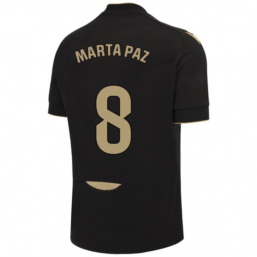 Kobiety Marta Milagros Paz Cruz #8 Czarny Wyjazdowa Koszulka 2023/24 Koszulki Klubowe