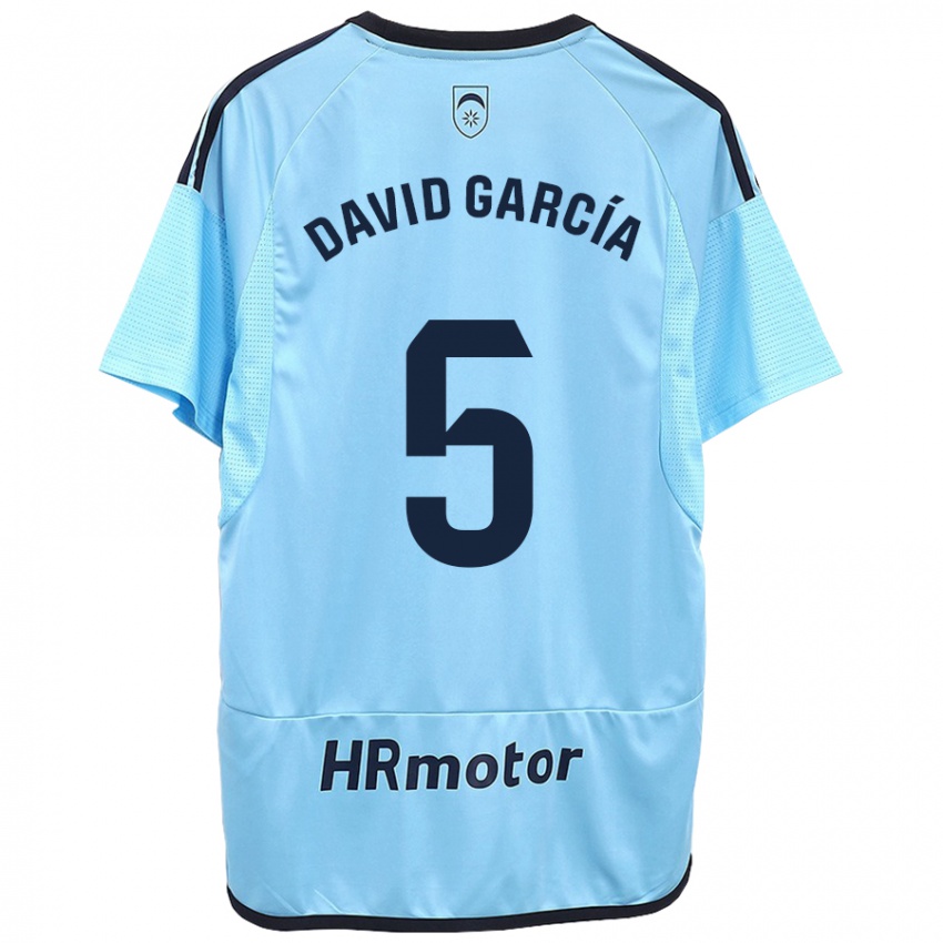 Kobiety David García #5 Niebieski Wyjazdowa Koszulka 2023/24 Koszulki Klubowe