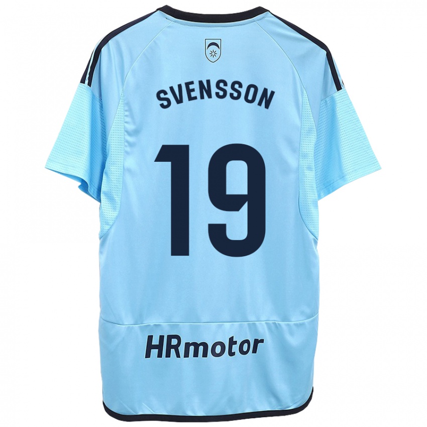 Kobiety Max Svensson #19 Niebieski Wyjazdowa Koszulka 2023/24 Koszulki Klubowe