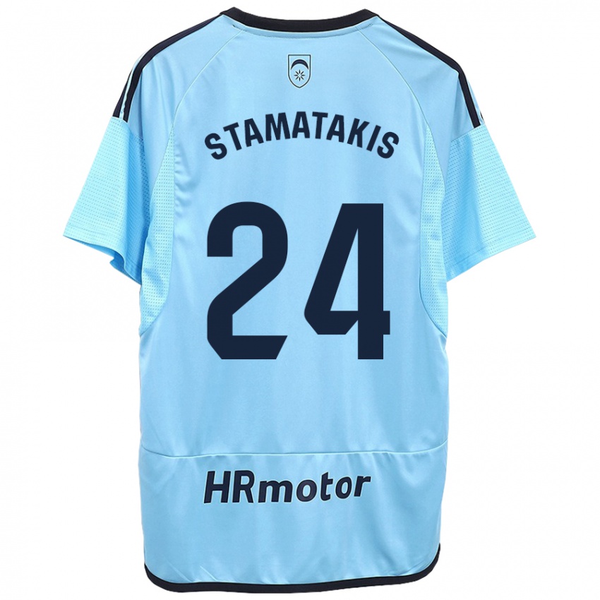 Kobiety Dimitrios Stamatakis #24 Niebieski Wyjazdowa Koszulka 2023/24 Koszulki Klubowe