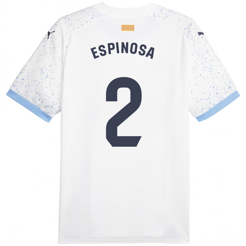 Kobiety Bernardo Espinosa #2 Biały Wyjazdowa Koszulka 2023/24 Koszulki Klubowe