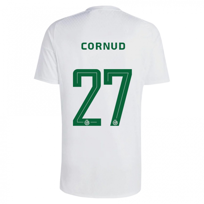 Kobiety Pierre Cornud #27 Zielono-Niebieski Wyjazdowa Koszulka 2023/24 Koszulki Klubowe