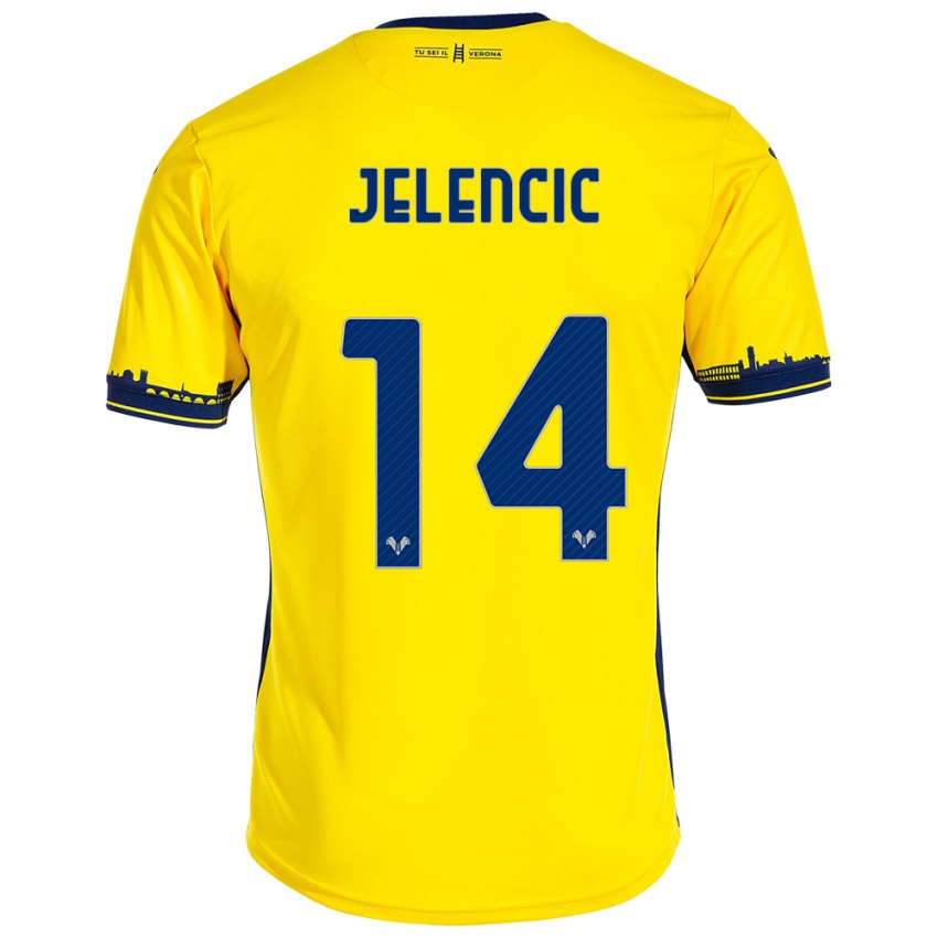 Kobiety Ana Jelencic #14 Żółty Wyjazdowa Koszulka 2023/24 Koszulki Klubowe